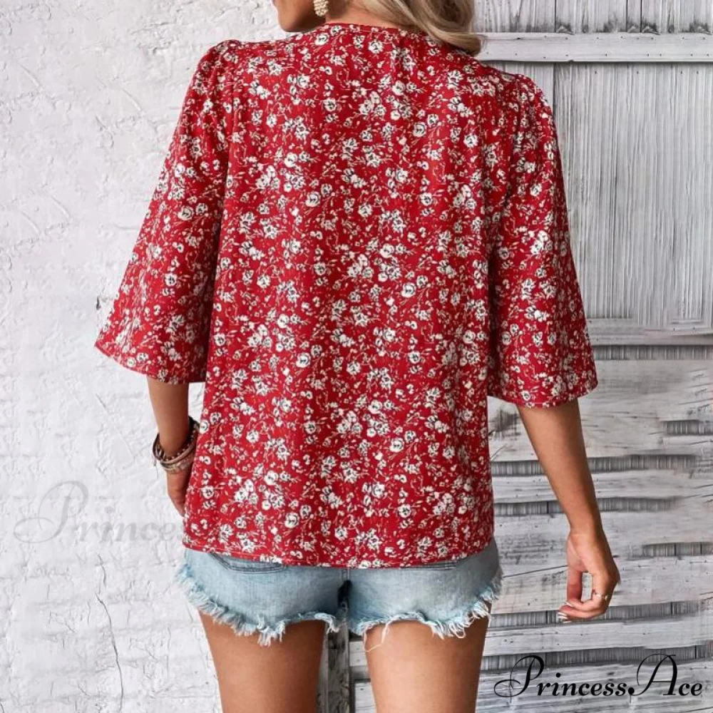 Flowered Loose Blouse - Image 3