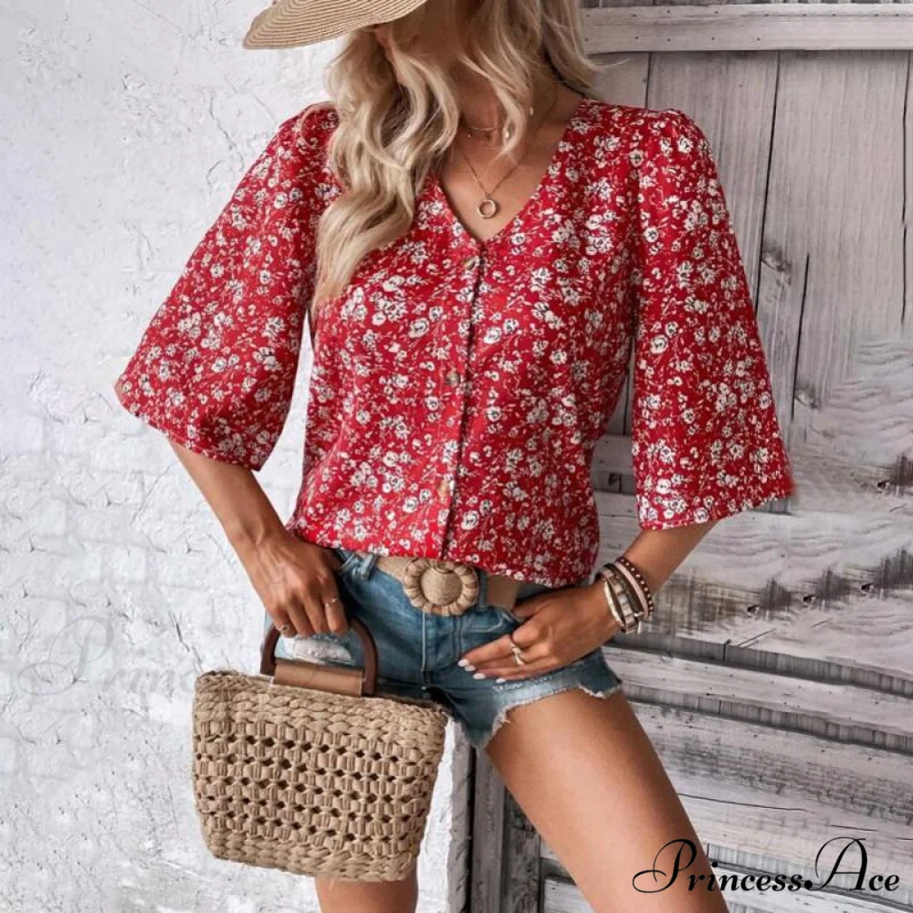 Flowered Loose Blouse - Image 5