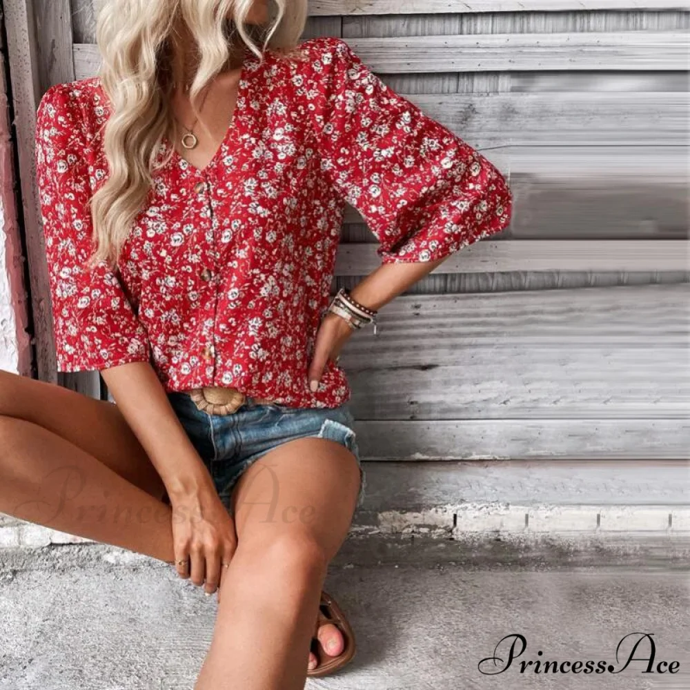 Flowered Loose Blouse - Image 6
