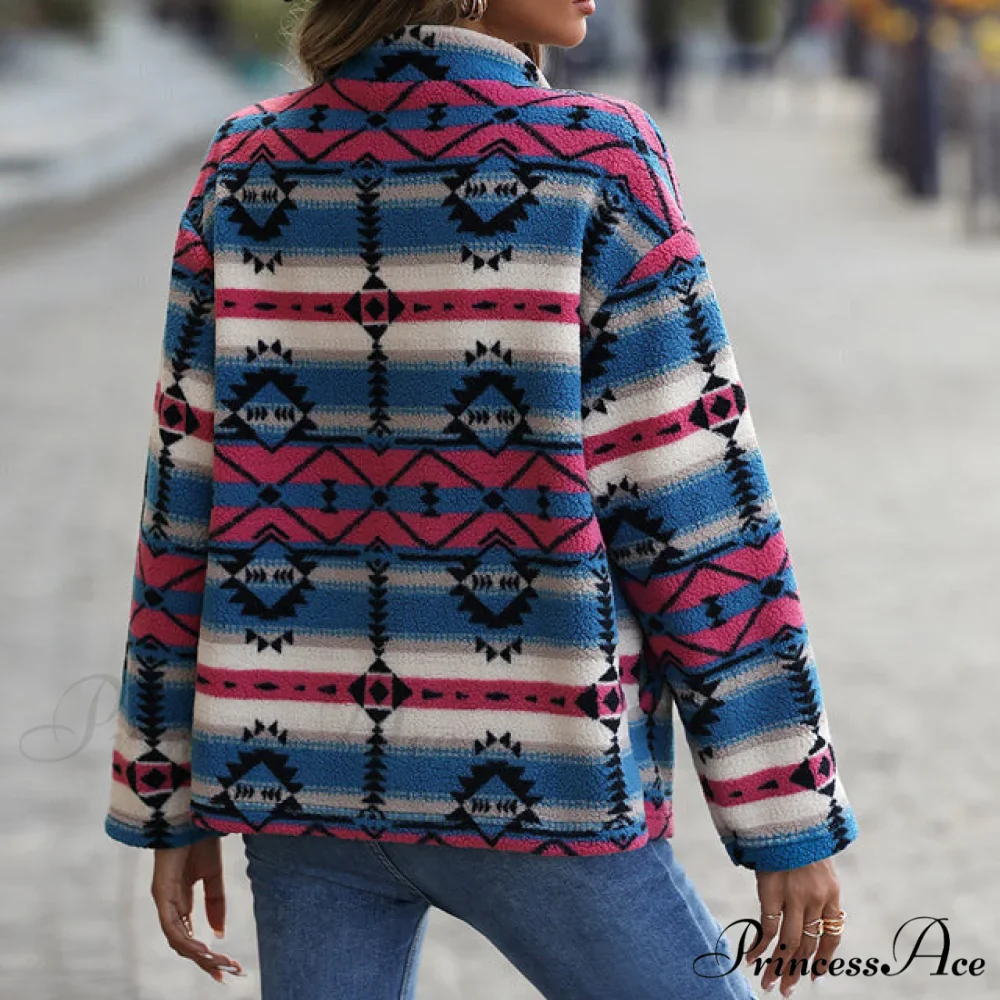 Geometric Casual Design Coat - Image 2