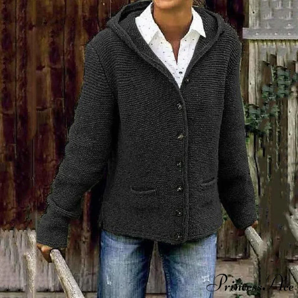 Knitted Hooded Vintage Cardigan - Image 4