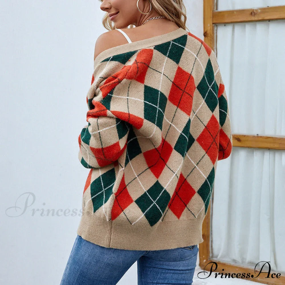 Knitted Geometric Cardigan - Image 2