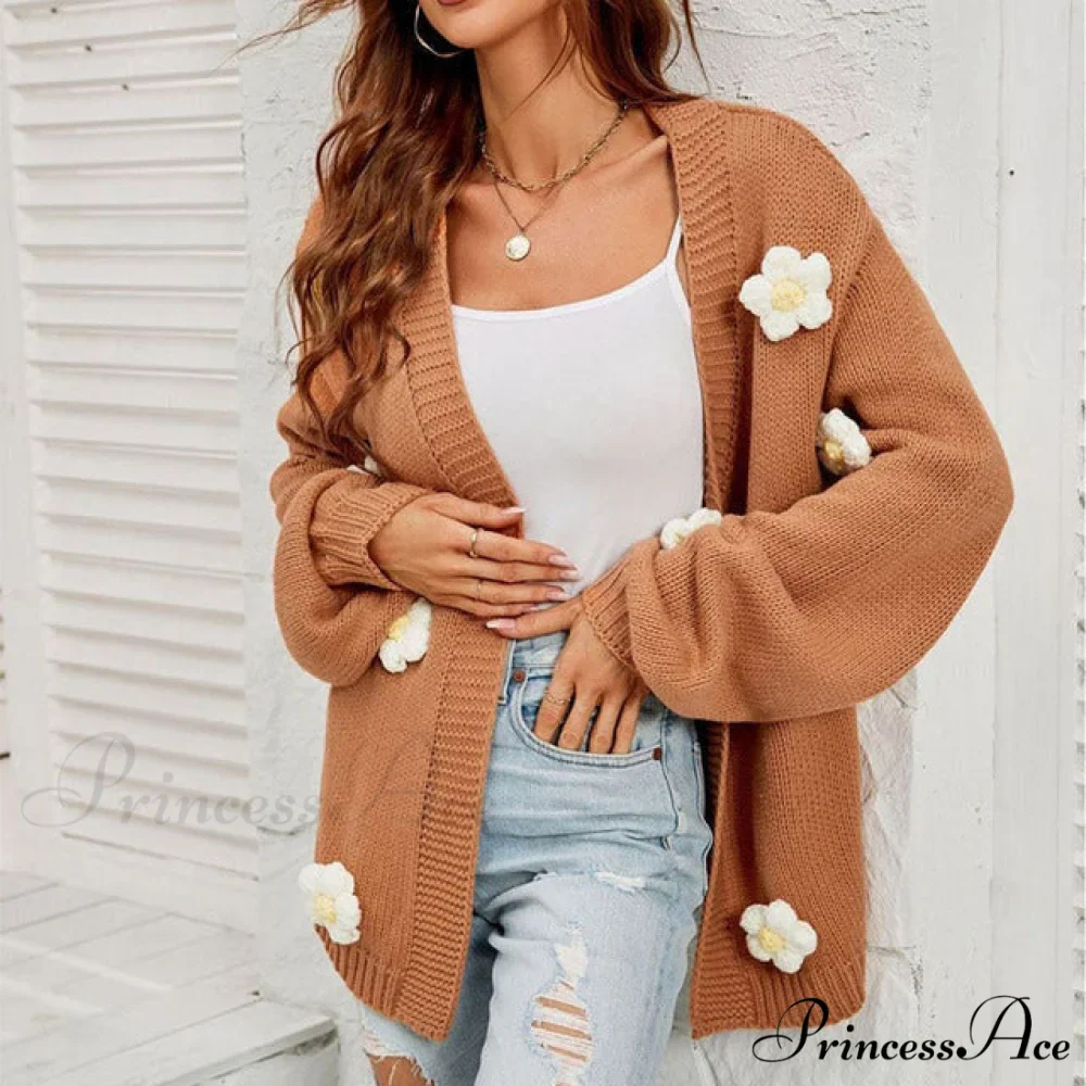 Casual with 3D Flower Cardigan Decoration - Image 4