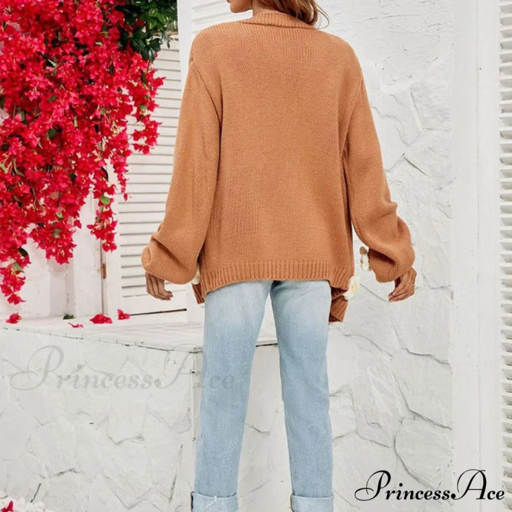 Casual with 3D Flower Cardigan Decoration - Image 6
