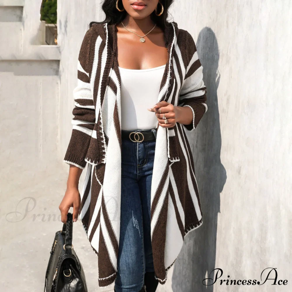 Striped Hooded Cardigan - Image 3