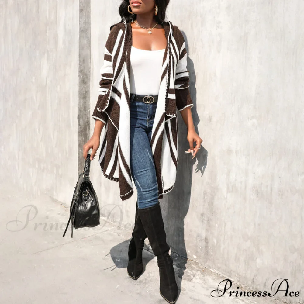 Striped Hooded Cardigan - Image 7