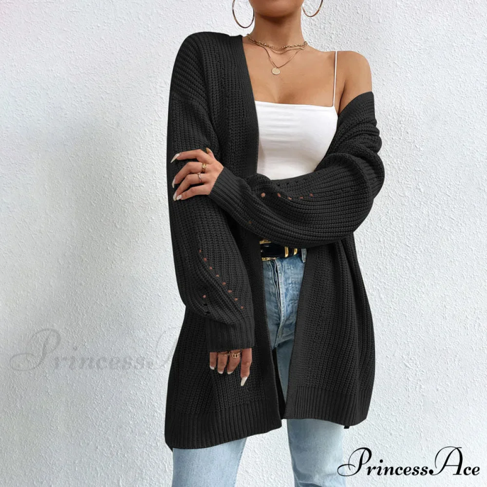 Colour Knitted Solid Cardigan - Image 10
