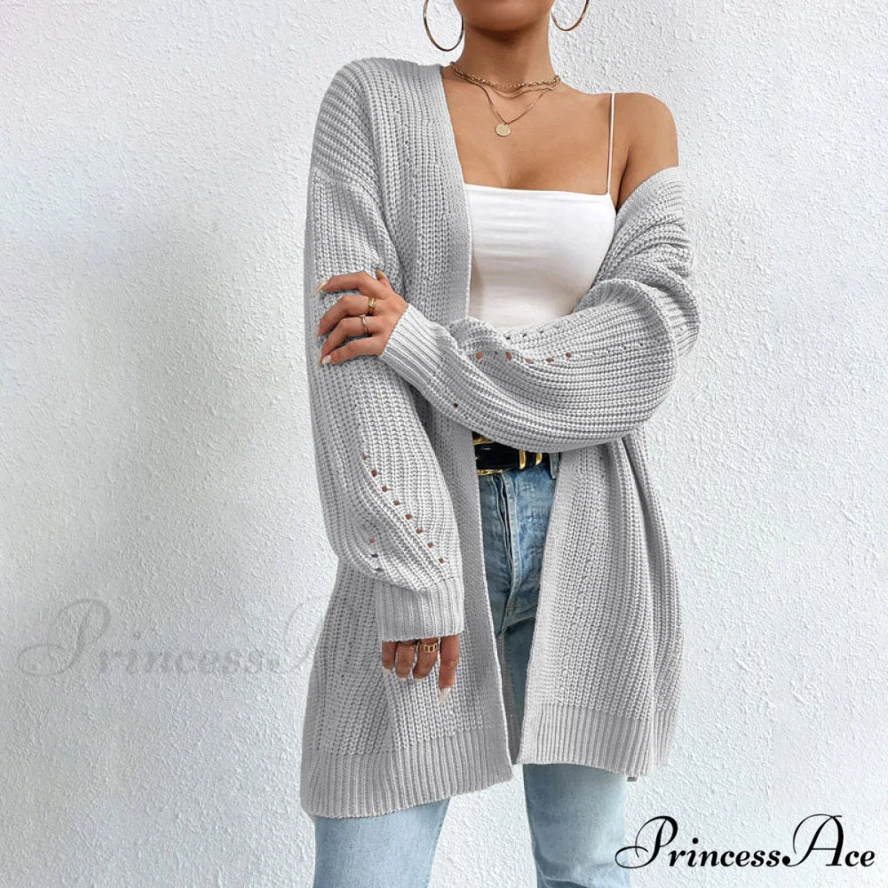 Colour Knitted Solid Cardigan - Image 13
