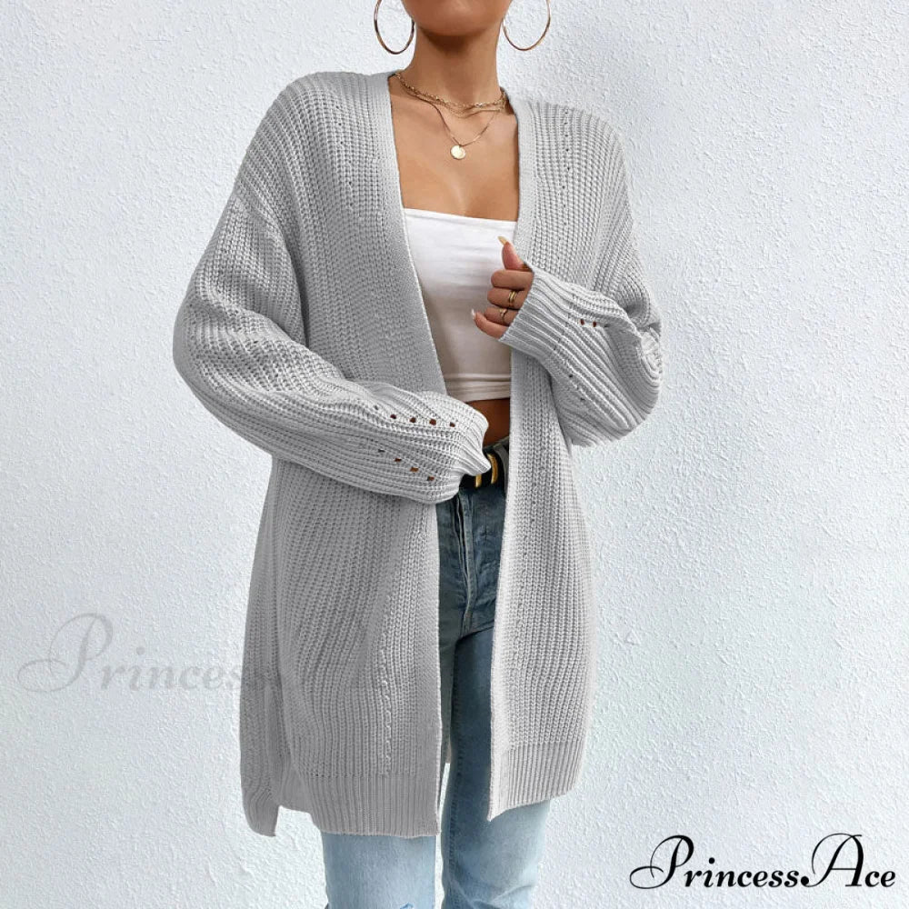 Colour Knitted Solid Cardigan - Image 14