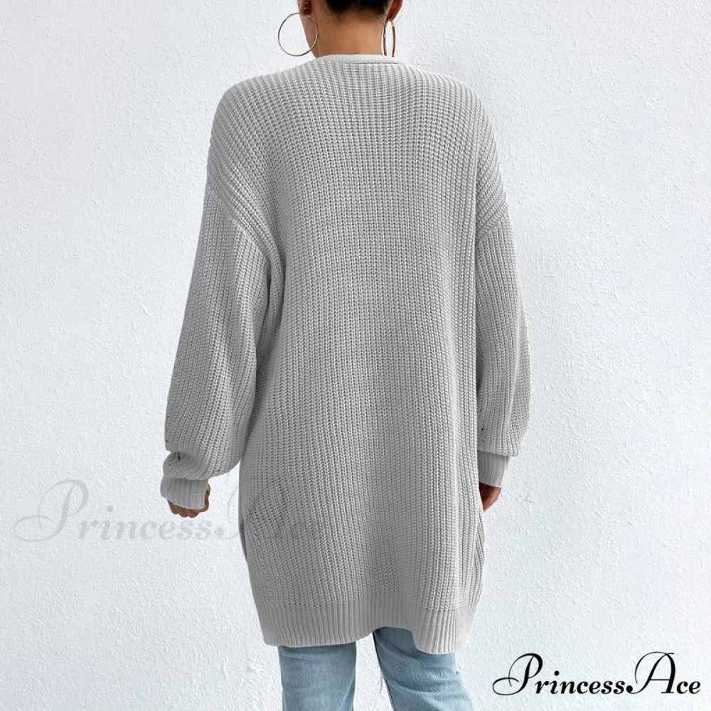 Colour Knitted Solid Cardigan - Image 15