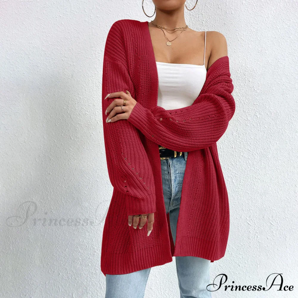 Colour Knitted Solid Cardigan - Image 16