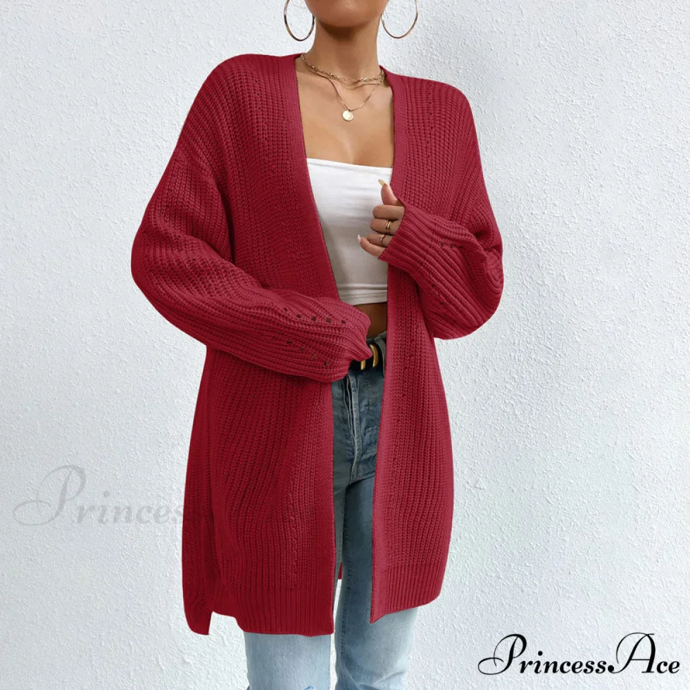 Colour Knitted Solid Cardigan - Image 17