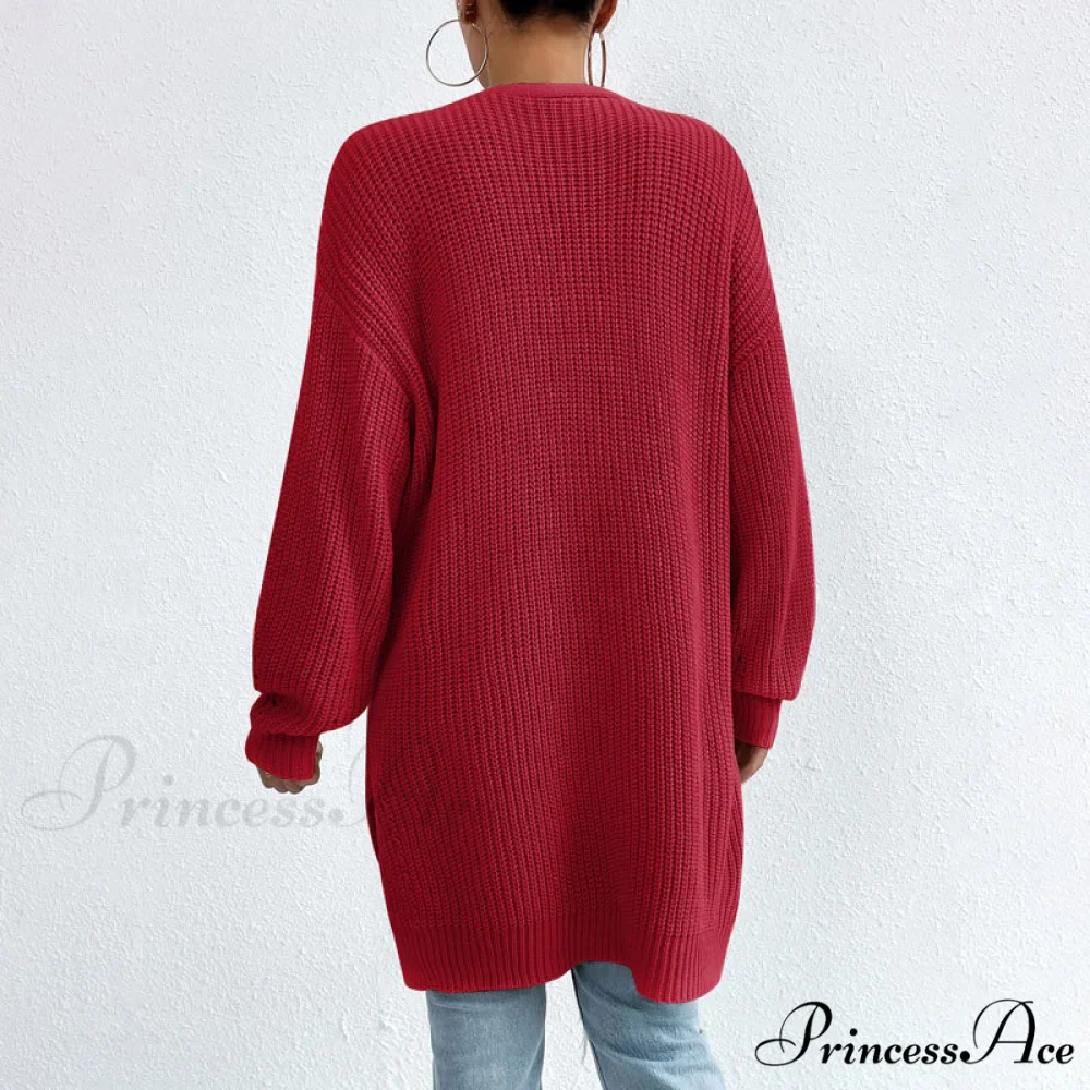Colour Knitted Solid Cardigan - Image 18