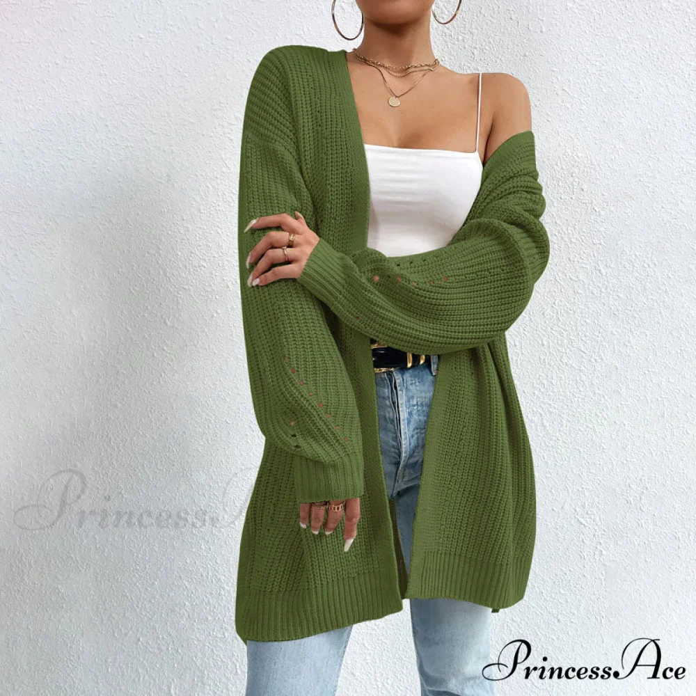 Colour Knitted Solid Cardigan - Image 19