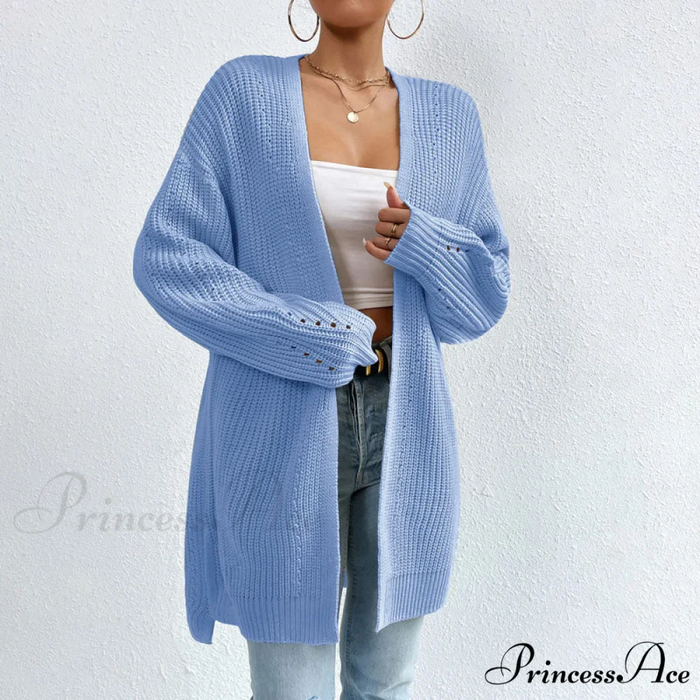 Colour Knitted Solid Cardigan - Image 2
