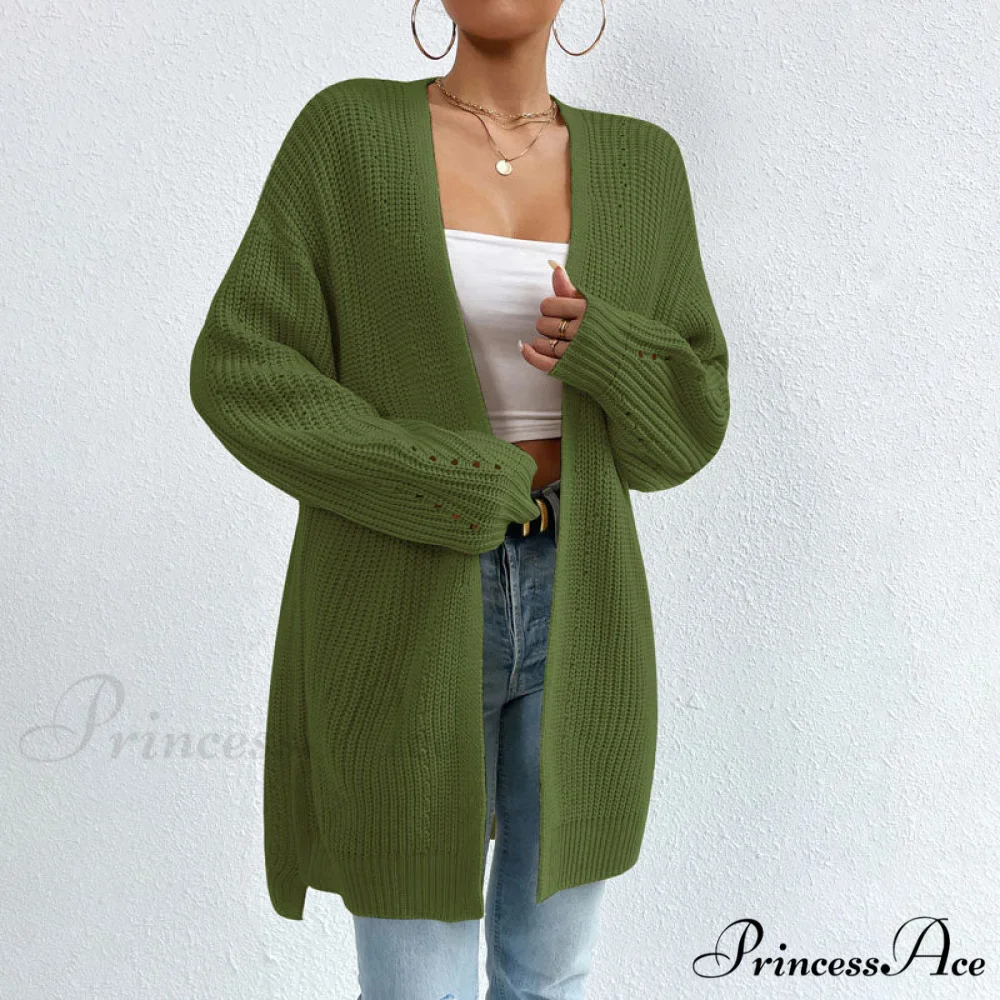 Colour Knitted Solid Cardigan - Image 20