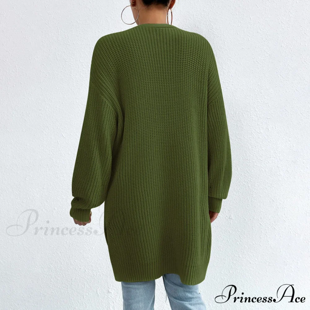 Colour Knitted Solid Cardigan - Image 21