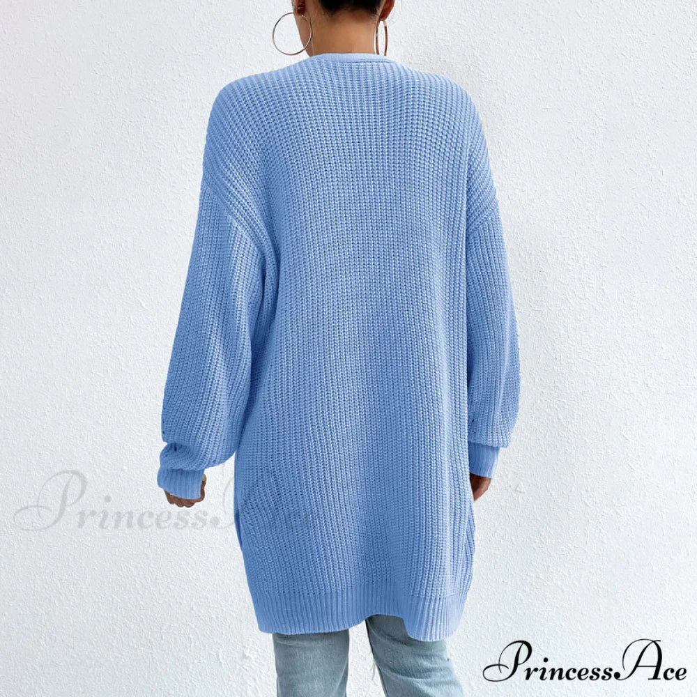 Colour Knitted Solid Cardigan - Image 3