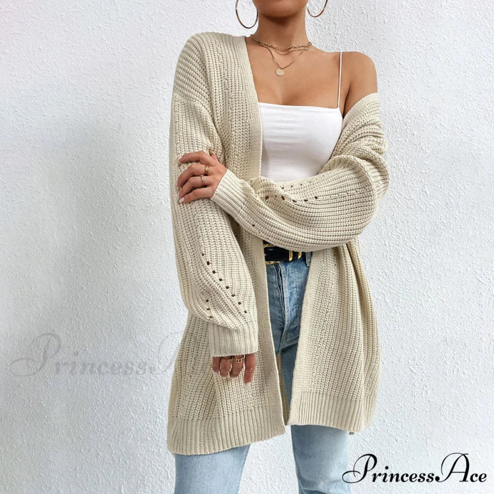 Colour Knitted Solid Cardigan - Image 4
