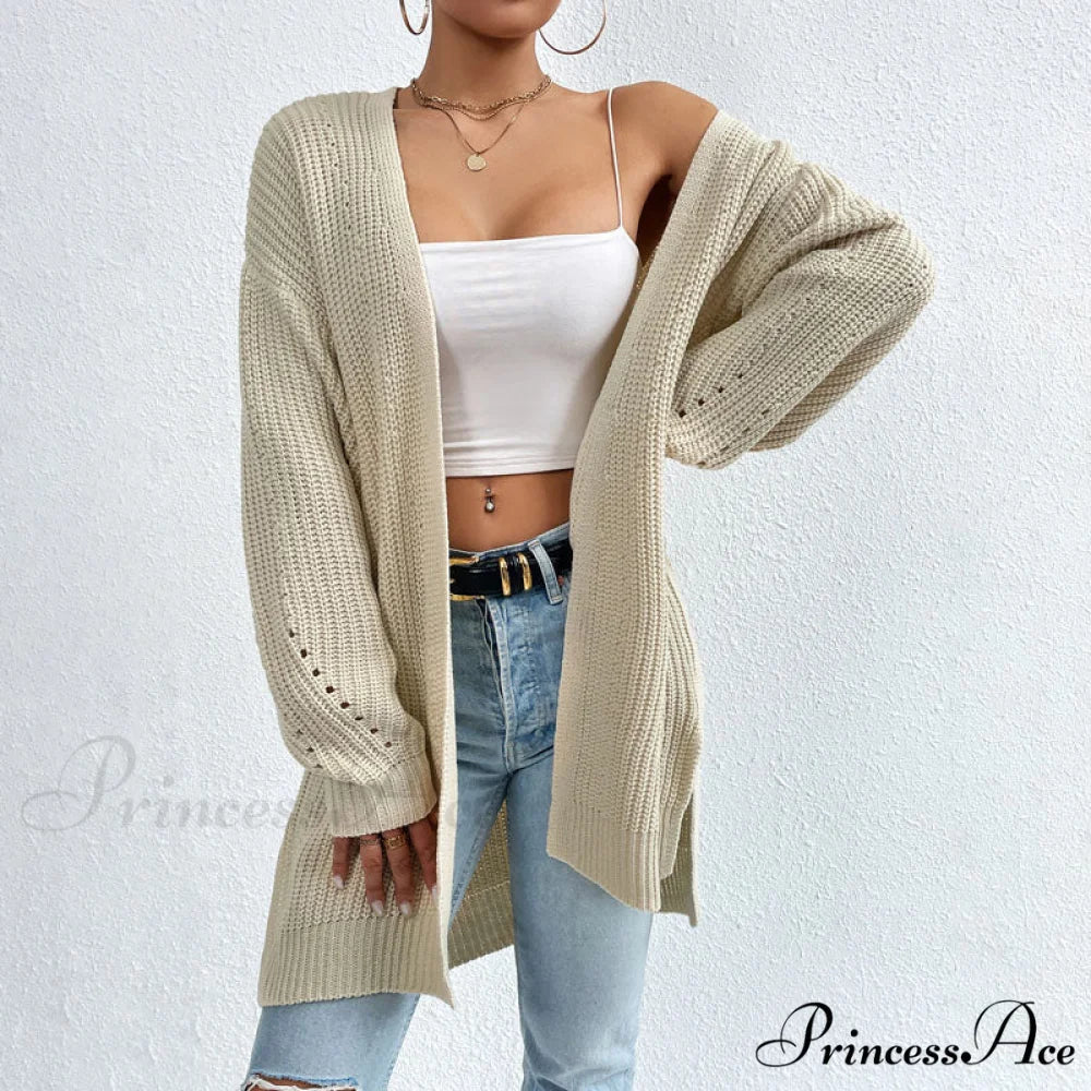 Colour Knitted Solid Cardigan - Image 5