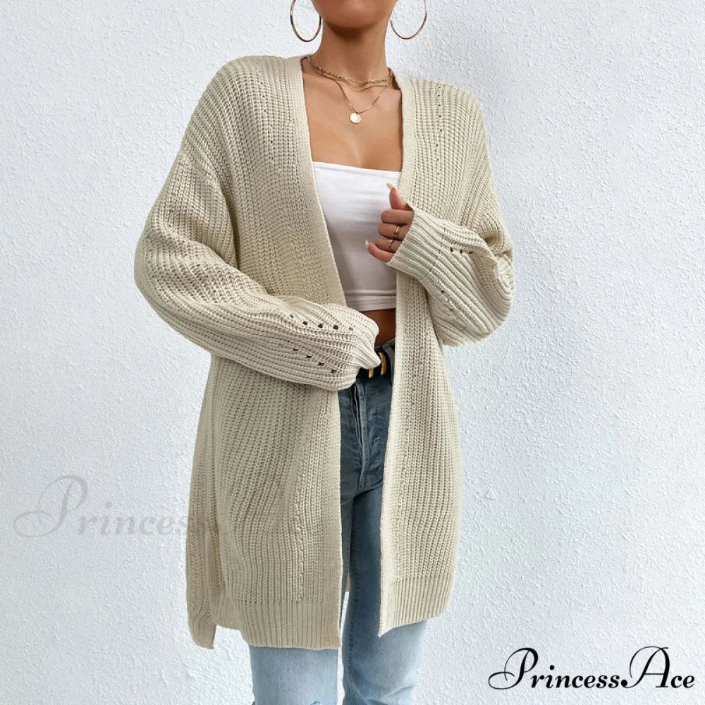 Colour Knitted Solid Cardigan - Image 6