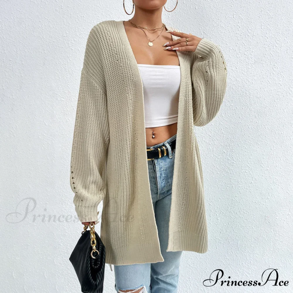 Colour Knitted Solid Cardigan - Image 7