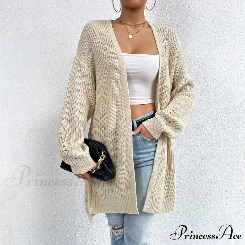 Colour Knitted Solid Cardigan - Image 8