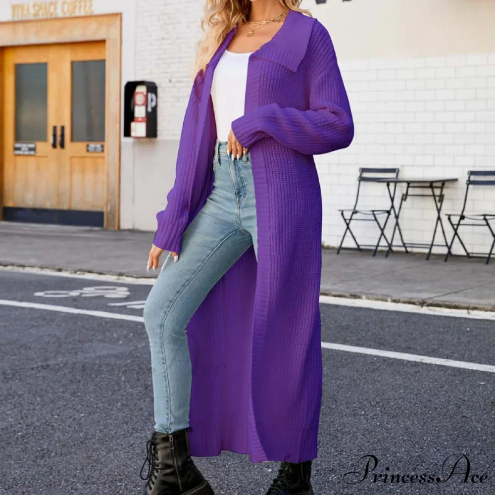 Long Colour Solid Cardigan - Image 11