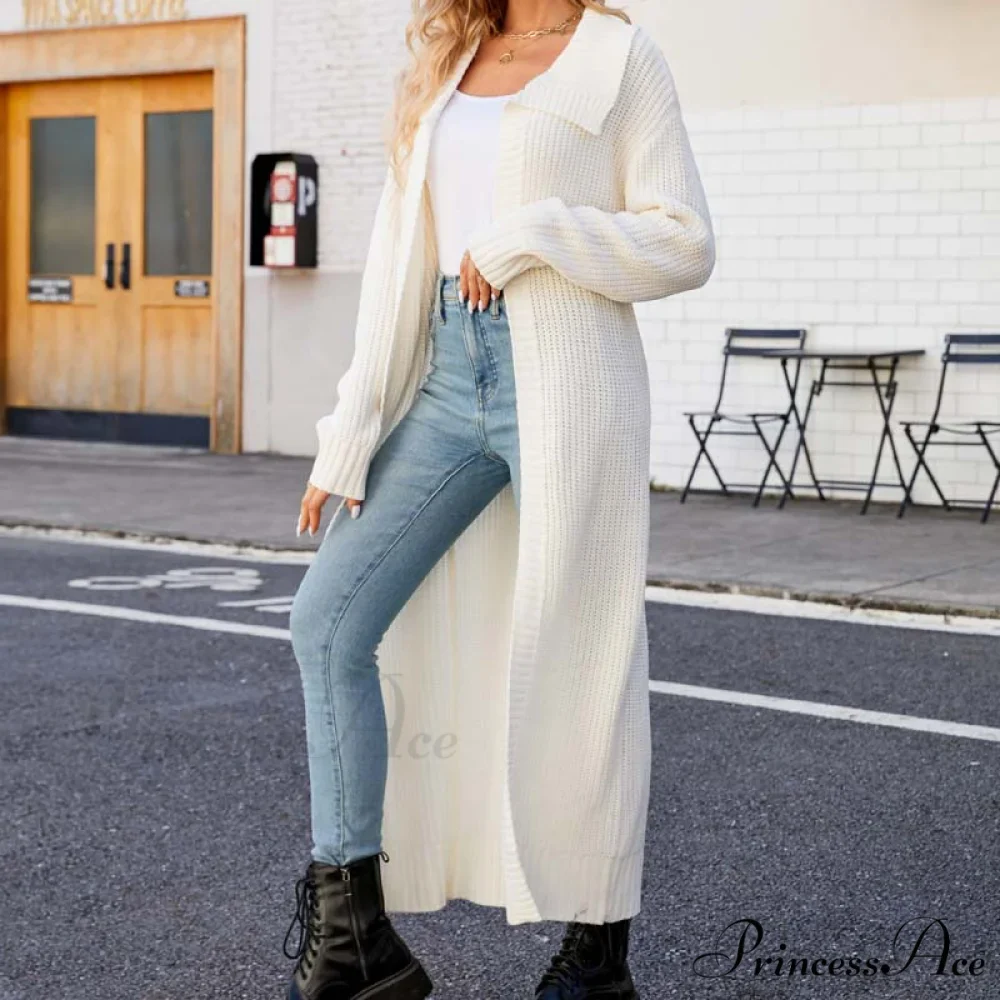 Long Colour Solid Cardigan - Image 2