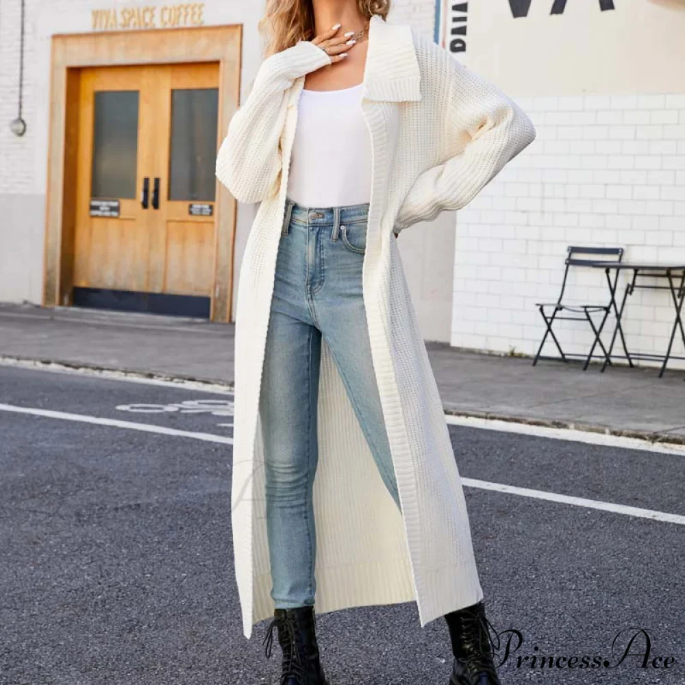 Long Colour Solid Cardigan - Image 3
