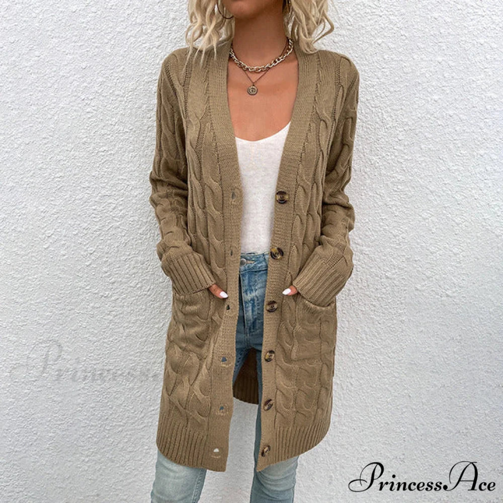 Color Solid Knitted Cardigan - Image 2