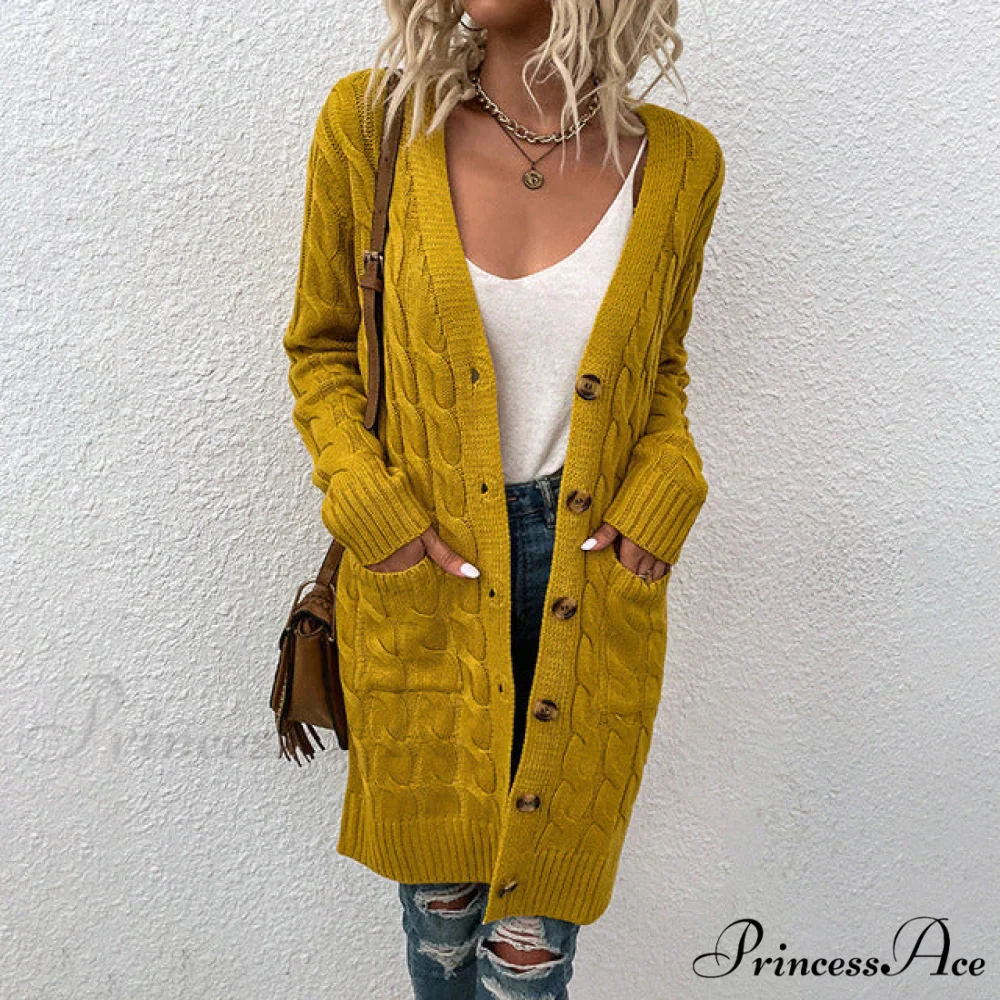 Color Solid Knitted Cardigan - Image 4