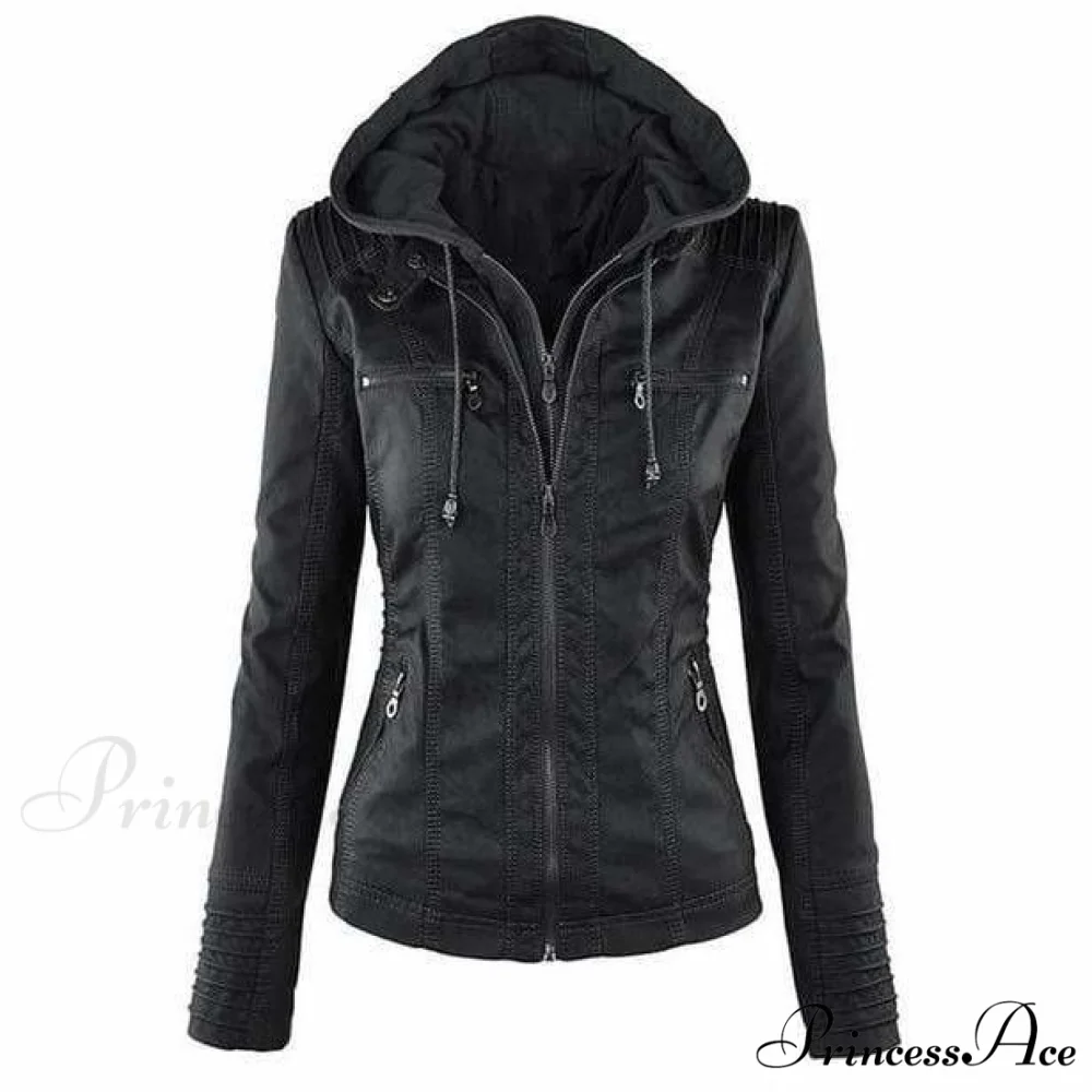 Hooded Leather Jacket - Image 2