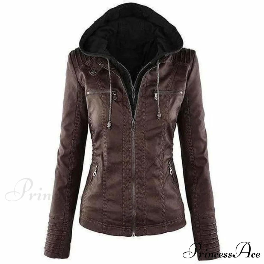 Hooded Leather Jacket - Image 4