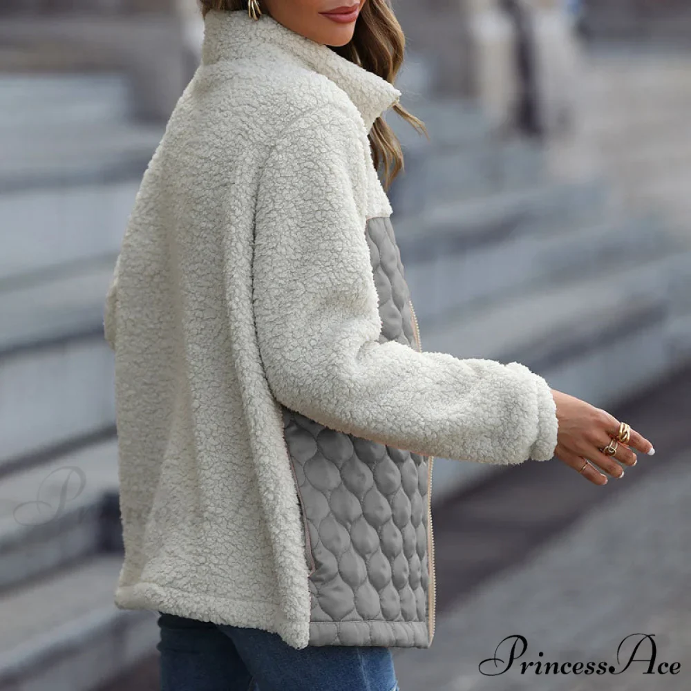 Warm Plush Patchwork Coat - Image 12