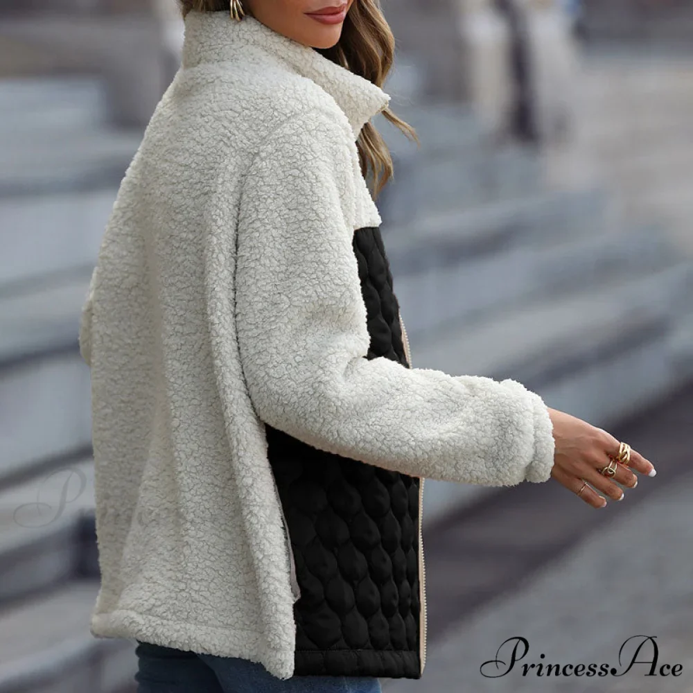 Warm Plush Patchwork Coat - Image 15