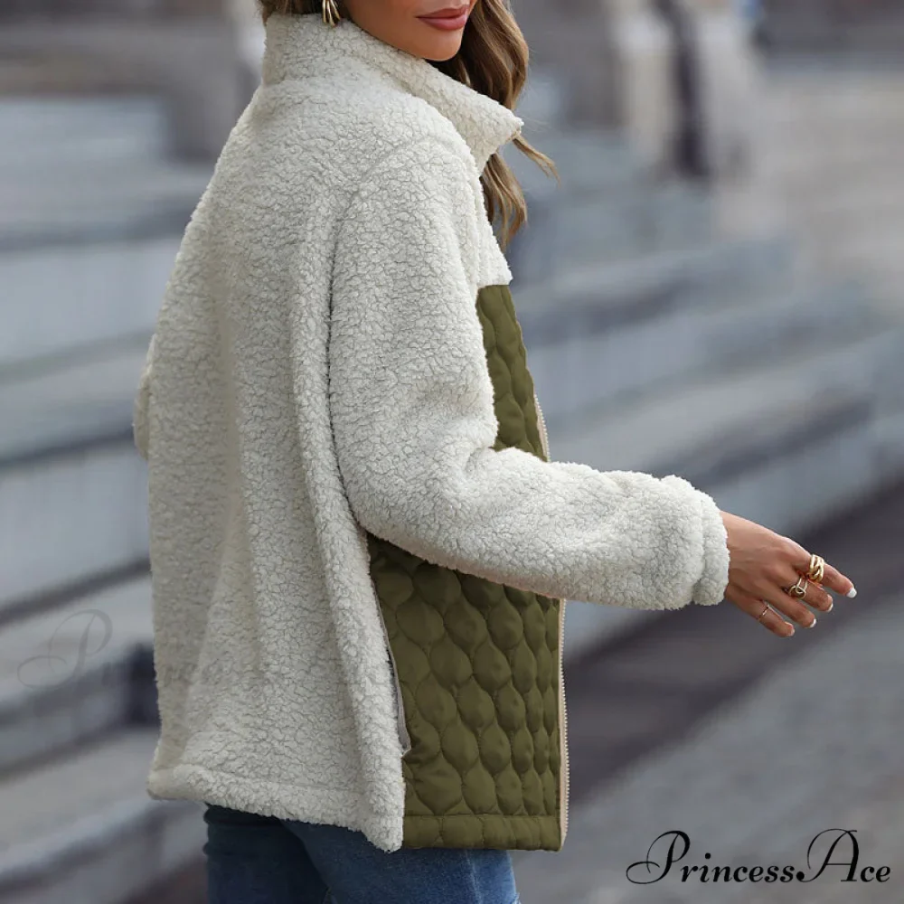 Warm Plush Patchwork Coat - Image 18
