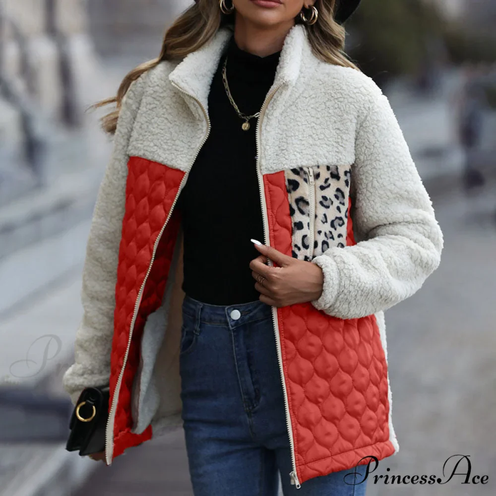 Warm Plush Patchwork Coat - Image 19