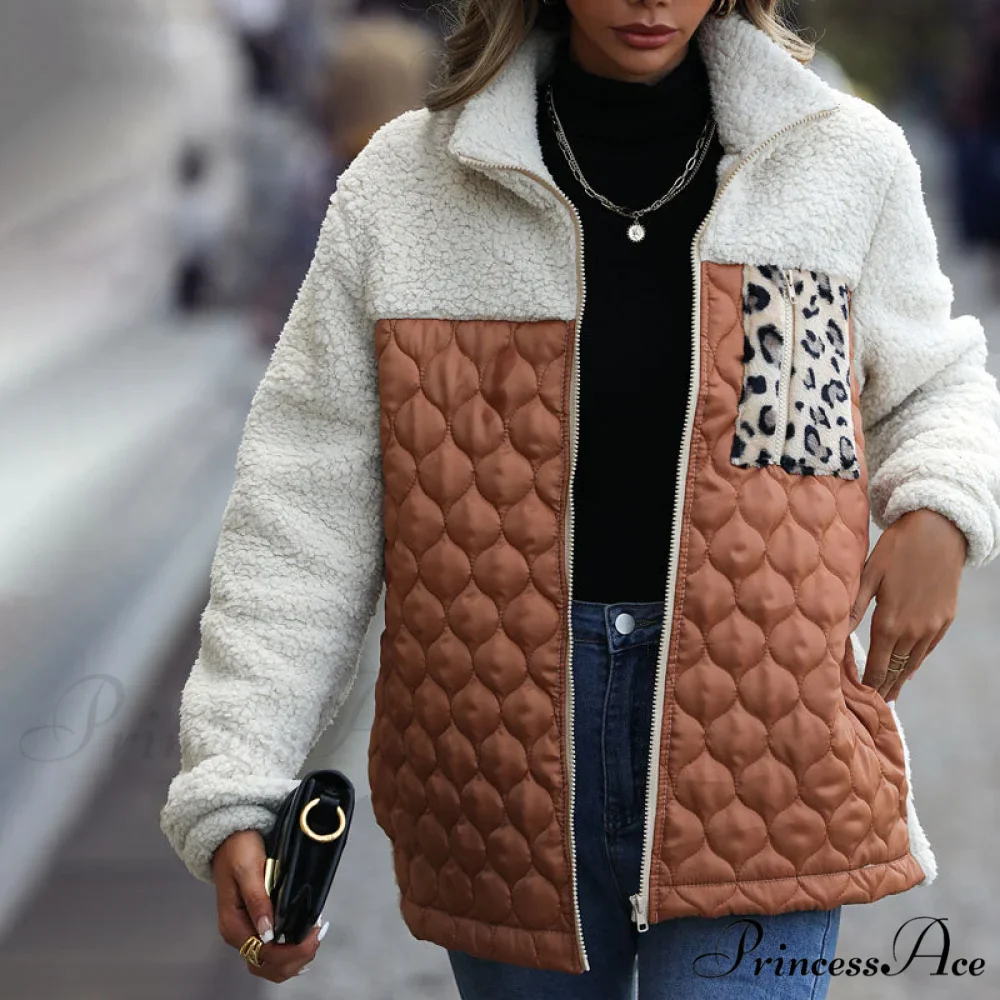 Warm Plush Patchwork Coat - Image 2