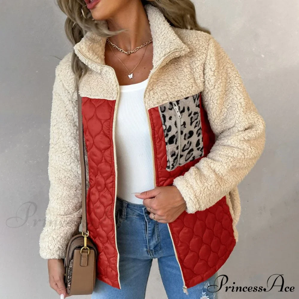 Warm Plush Patchwork Coat - Image 20