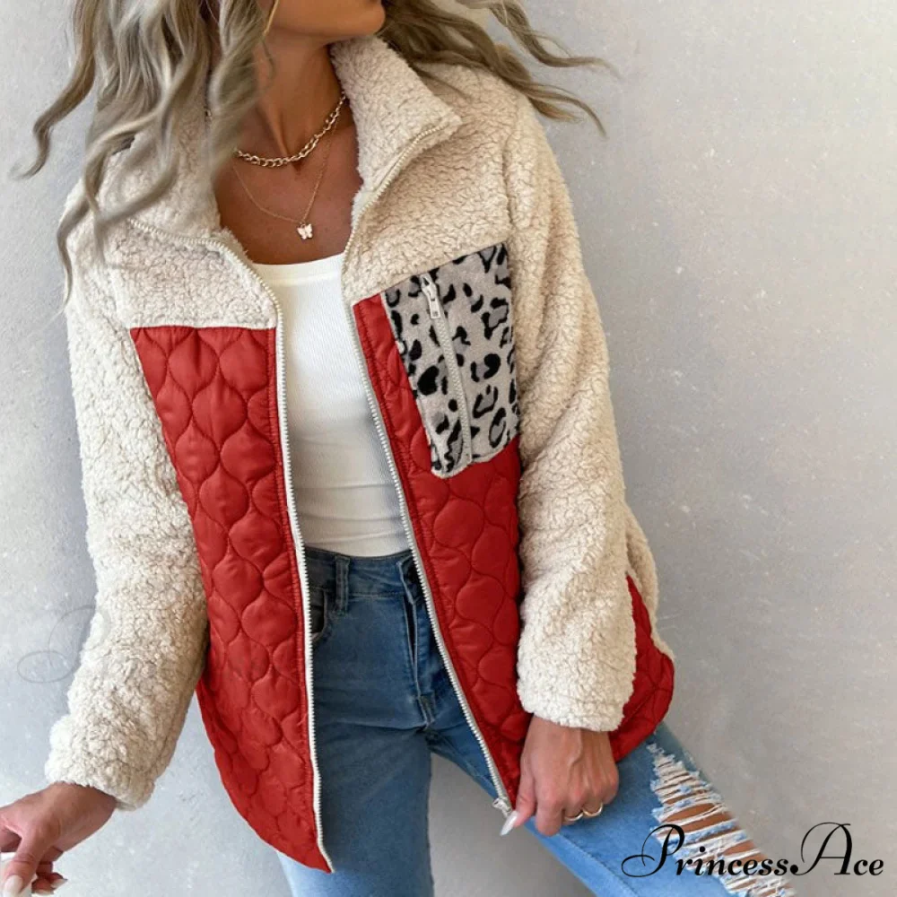 Warm Plush Patchwork Coat - Image 21