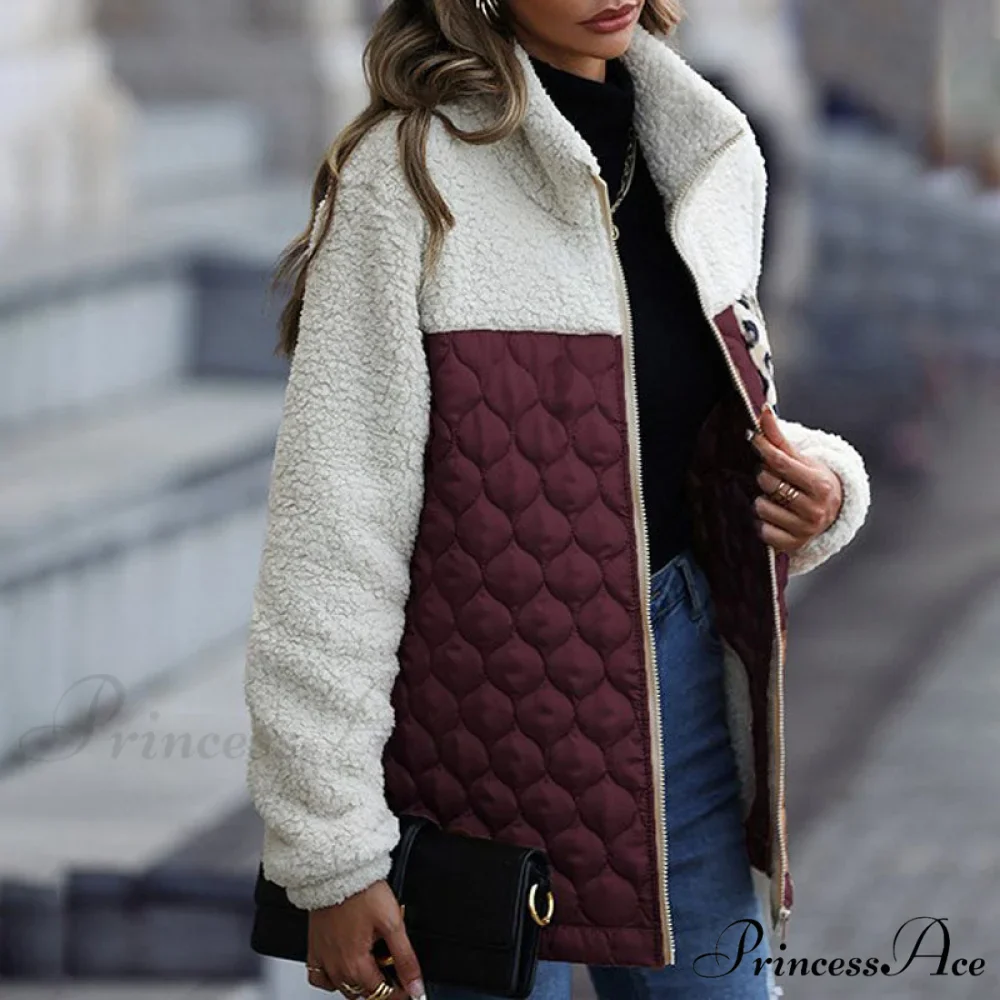 Warm Plush Patchwork Coat - Image 25