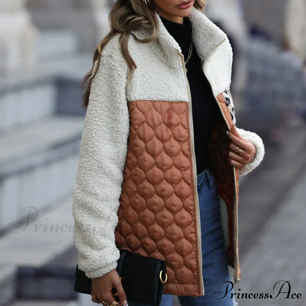 Warm Plush Patchwork Coat - Image 3