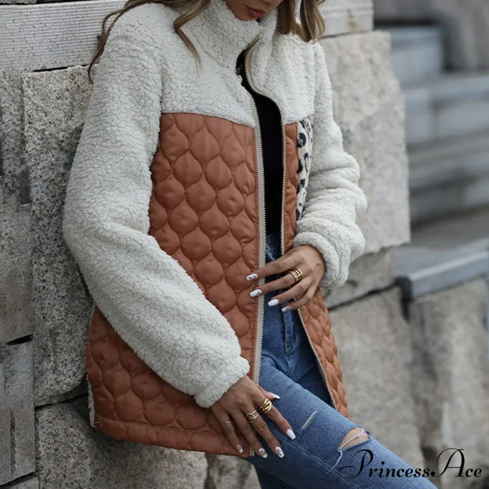 Warm Plush Patchwork Coat - Image 7