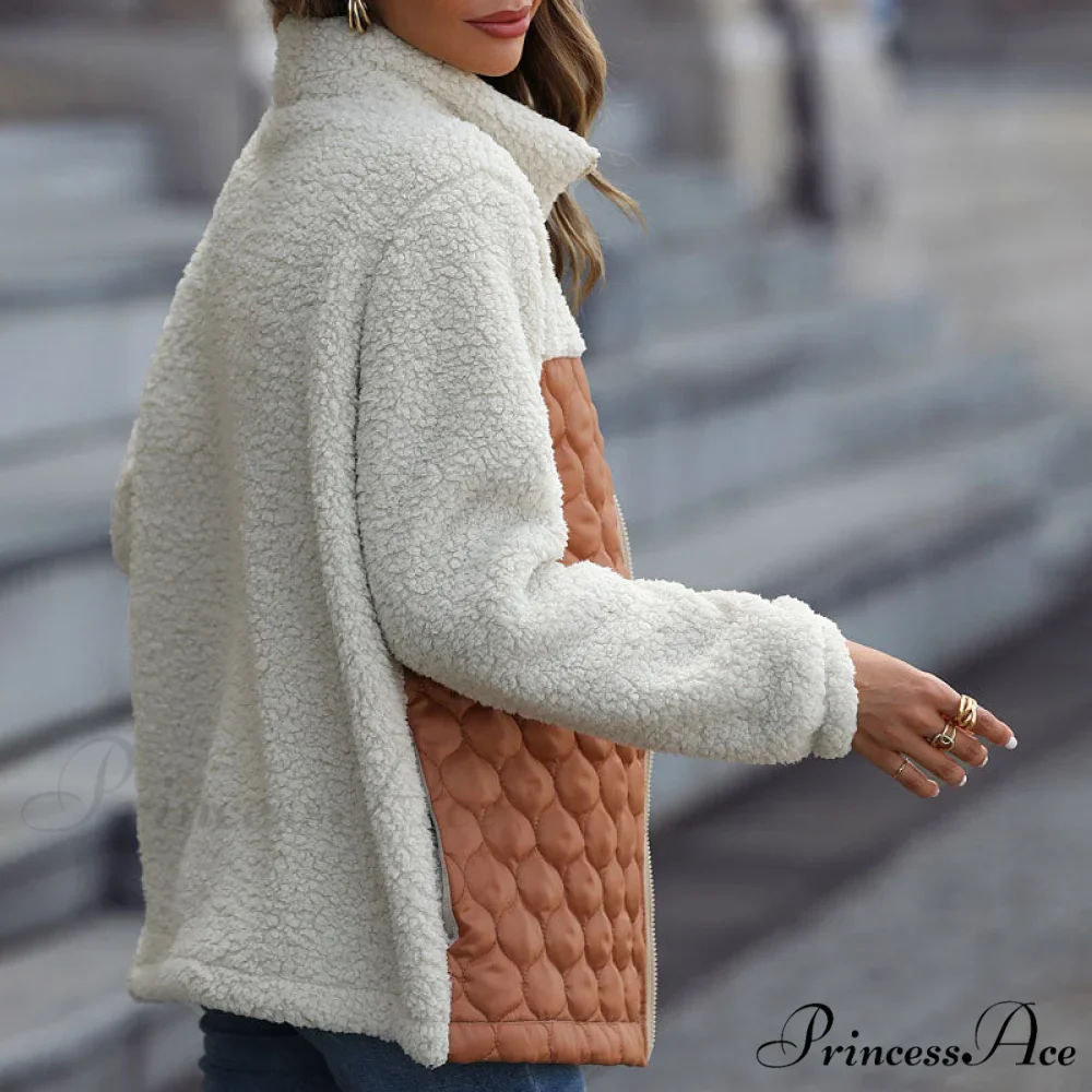 Warm Plush Patchwork Coat - Image 9