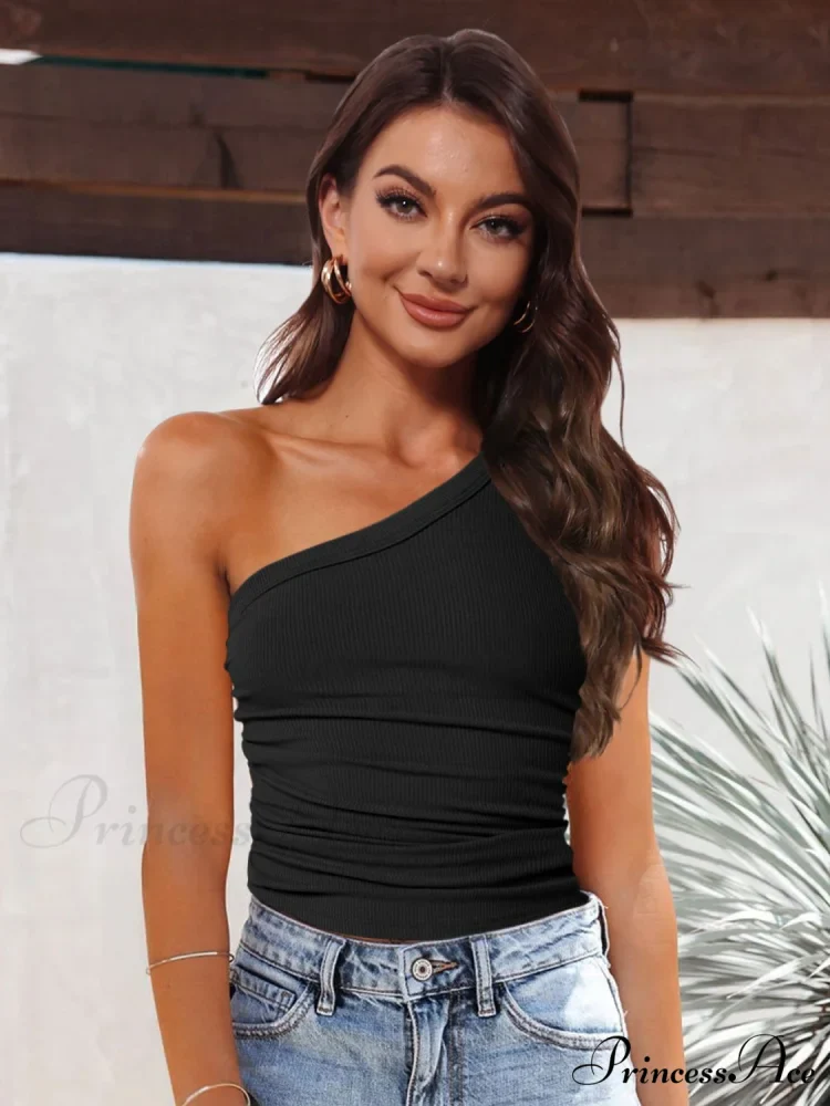 One-Shoulder Ribbed Tank - Image 4