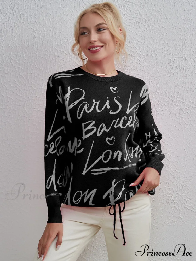Drawstring Round Neck Sweater - Image 4
