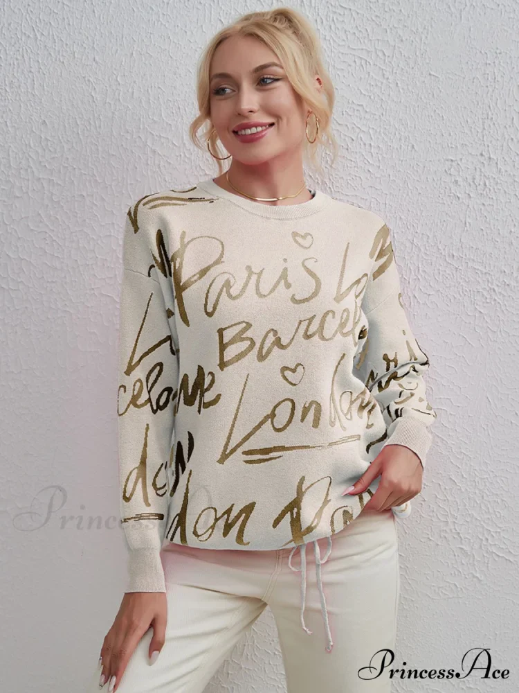 Drawstring Round Neck Sweater - Image 7