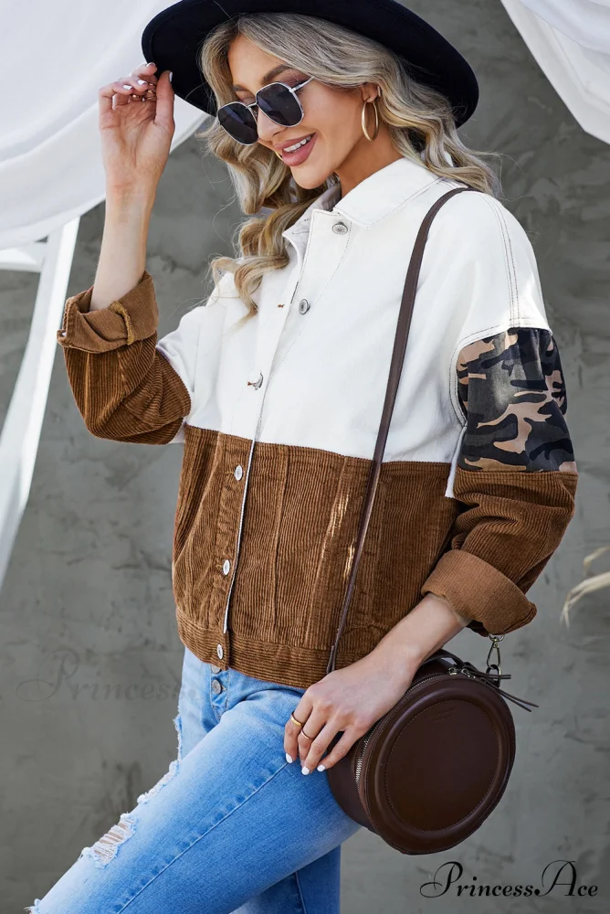 with Corduroy Block Shacket Leopard Color Buttons - Image 12