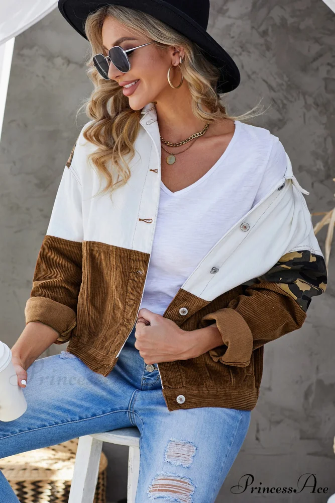 with Corduroy Block Shacket Leopard Color Buttons - Image 13